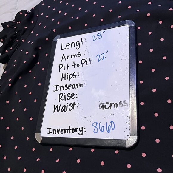 Lane Bryant Black Pink Polka Dots Ruffle Short Sleeves Top Blouse Womens Size 14 - Picture 10 of 10